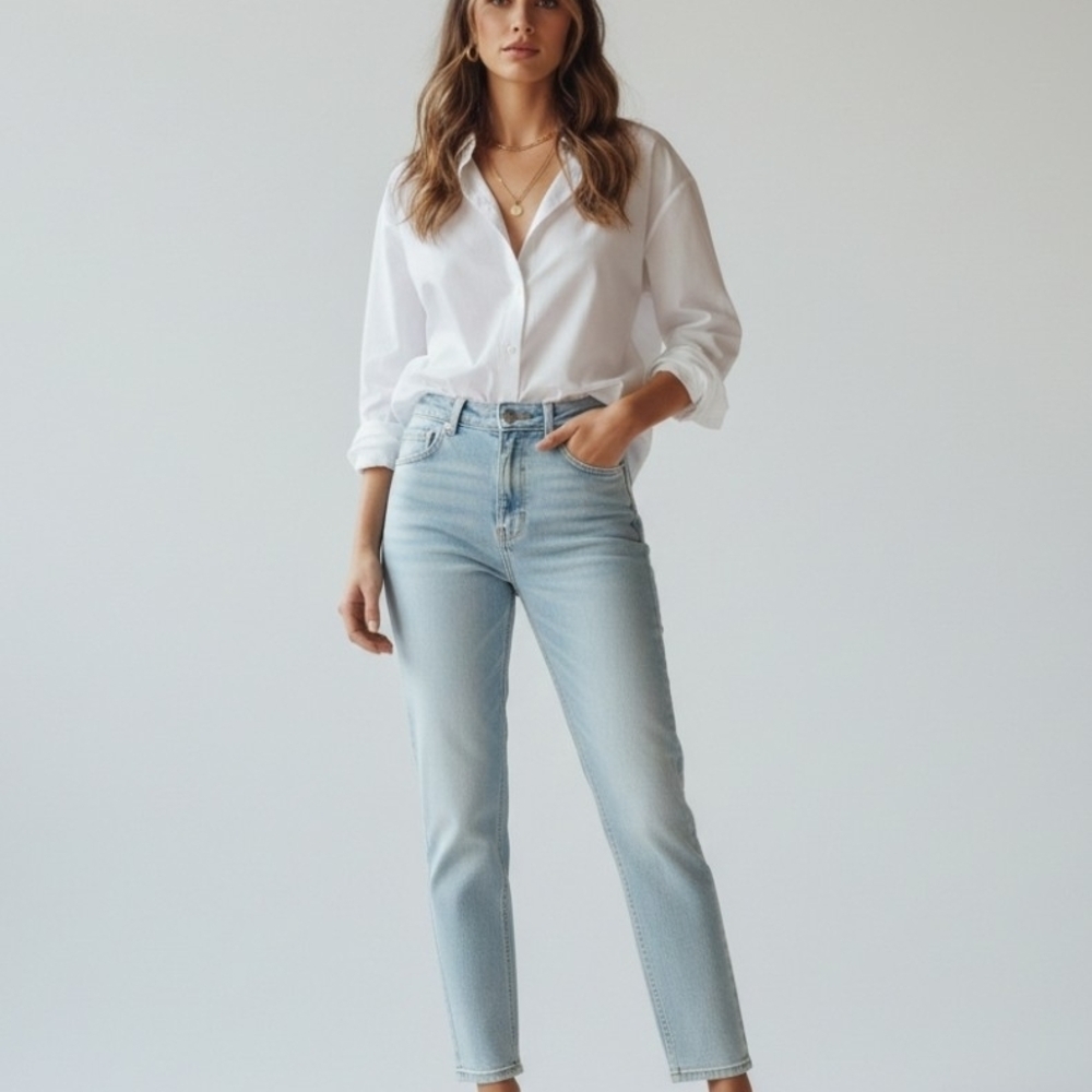 NWT Cavalli Class by Roberto Cavalli Light Blu High Rise StraightLeg Jeans Sz 25